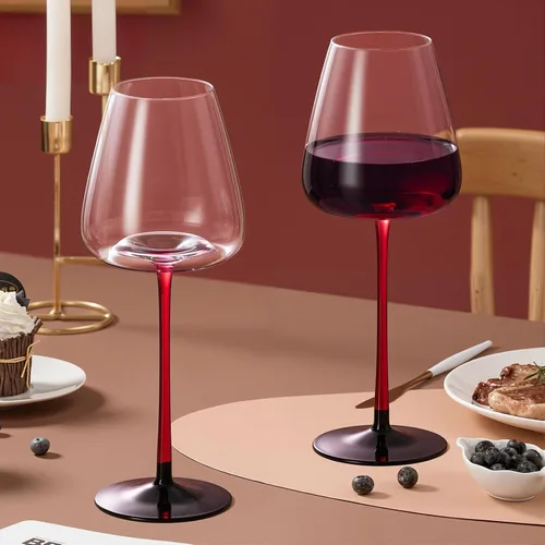 Miniatura 3 de KAMMAK Juego de 2 copas de vino de 11.49 onzas, de cristal soplado a mano, borde fino y tallo largo, perfectas para rojo y blanco, uso diario