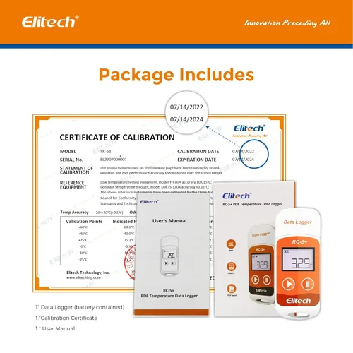 Miniatura 9 de Elitech RC-5+ Registrador de datos de temperatura USB PDF digital, grabador reutilizable, termómetro para refrigerador, 32000 puntos de alta Celsius