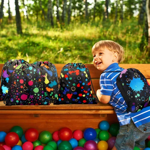 Miniatura 7 de Funtery 32 Bolsas con Cordón para Fiestas Brillantes, Favores de Fiesta Brillante, Bolsas de Dulces de Cumpleaños Neón para Adolescentes, Regalos