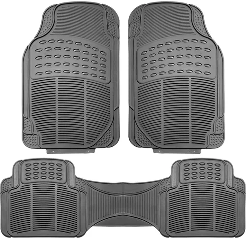 FH Group Alfombrillas para Piso de Automóvil - Alfombrillas de Piso de Goma Resistente para Automóviles, Ajuste Universal Juego Completo, Gris