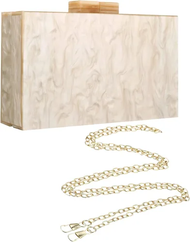 Miniatura 6 de Monederos y bolsos de acrílico con mármol para mujer elegante banquete de noche caja de mano cruzada