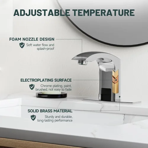 Miniatura 4 de Llave del agua del cuarto de baño, automática de Greenspring. único diseñador de llave mezcladora de monomando para fregadero con acabado en cromo