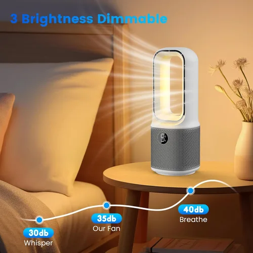 Miniatura 3 de Misby Ventiladores de escritorio pequeños y silenciosos, ventilador de mesa sin aspas de 13 pulgadas, 5 velocidades para un potente flujo de aire
