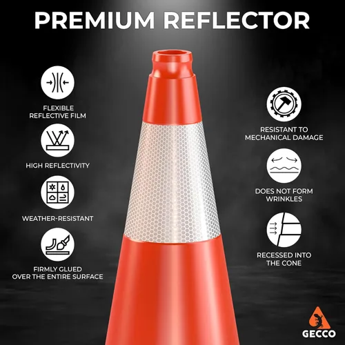 Miniatura 4 de GECCO ™ Paquete de 10 conos de tráfico naranjas pequeños de 18 pulgadas, 3.3 libras, conos de seguridad, conos naranjas, conos de estacionamiento