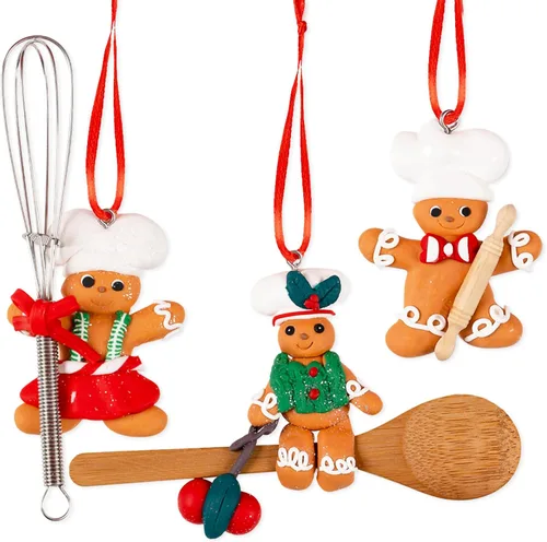 GuassLee Decoraciones Navideñas de Pan de Jengibre de Chef para Delantal de Árbol Adornos para Niños Árbol de Navidad Cocina Horneado Decoración del