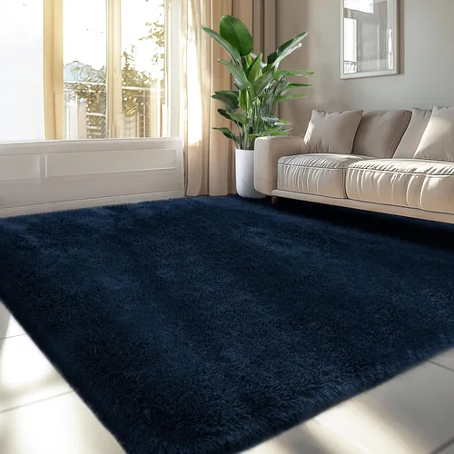 Miniatura 27 de Topmaxcs Alfombra de Área de Pelo Largo Negro para Dormitorio: 8x10 Alfombras de Área de Pelo Largo Esponjosas para Sala de Estar- Alfombras