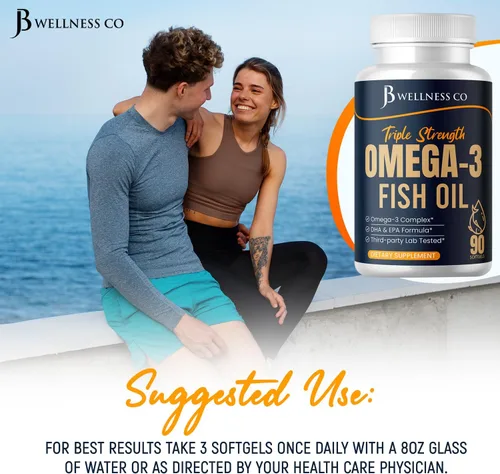 Miniatura 4 de Aceite de pescado Omega 3 Triple Strength 3750 mg - EPA y DHA - Más de 3000 mg de ácidos grasos omega-3 - 1350 mg EPA + 900 mg DHA - Los mejores