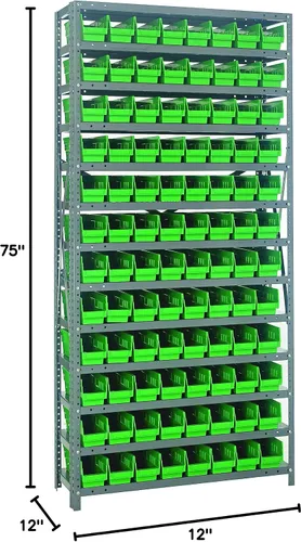 Miniatura 606 de Quantum QSBU-245BK Heavy Duty Shelving Unit with (7) Shelves and (24) QUS245 Black Bins for Garage Warehouse Storage Distribution 400 lb Load