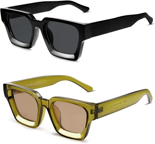 Miniatura 123 de VANLINKER Gafas de sol cuadradas gruesas para hombres y mujeres, retro, rectangulares, con protección UV400, VL9731