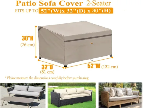 Miniatura 2 de Funda impermeable 600D para sofá biplaza de patio al aire libre, resistente a los rayos UV, fundas para muebles de patio, 2 plazas, 52 pulgadas