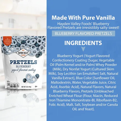 Miniatura 3 de Hayden Valley Foods Pretzels cubiertos con sabor a yogur de arándanos Bolsas de 5 onzas (paquete de 3) Sin sabores artificiales, conservantes