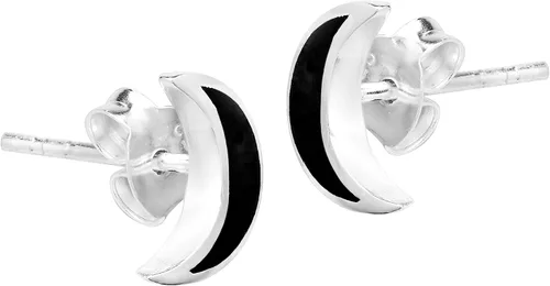 Miniatura 2 de Adorables pendientes de plata de ley 925 con incrustaciones de ónix negro de imitación, Resina