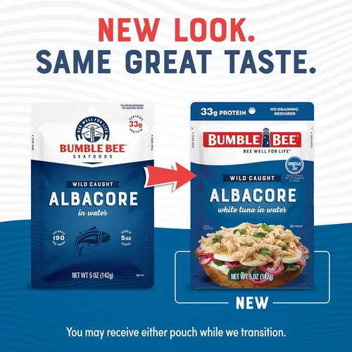 Miniatura 8 de BUMBLE BEE Premium Albacore Atún en bolsa de agua, alimentos ricos en proteínas, comida Keto y aperitivos, alimentos sin gluten, aperitivos altos