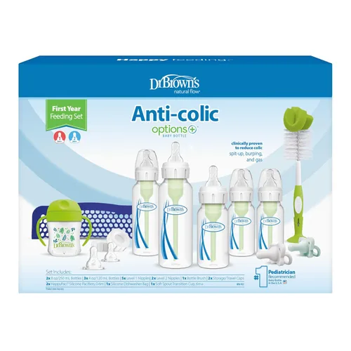 Miniatura 2 de Dr. Brown's Natural Flow - Juego de alimentación anticólicos Options+ para el primer año con biberones para recién nacido, taza de transición
