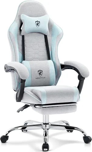 Miniatura 13 de Silla Gaming, Silla de Oficina para Computadora con Reposapiés, Soporte Lumbar de Masaje y Almohadilla de Gel, Silla Ergonómica Reclinable Ajustable