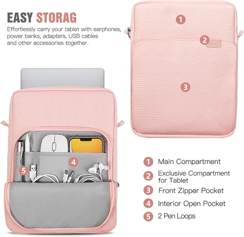 Miniatura 3 de TiMOVO - Funda para tablet de 9-11 pulgadas con correa para el hombro para iPad 11 pulgadas A16 2025, iPad 10.ª generación 10.9"/10.2", Galaxy Tab