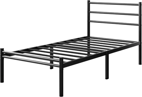Miniatura 9 de Yicensen Base de cama individual con cabecero y estribo, plataforma de metal de 14 pulgadas, marco de cama tamaño individual con soporte de listones