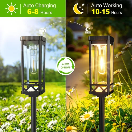 Miniatura 8 de KOOPER Taller Solar Pathway Lights Outdoor, 2 Pack Upgraded Brighter Solar Garden Lights Solar Powered, Up To 15 Hours Outdoor Solar Lights for Yard