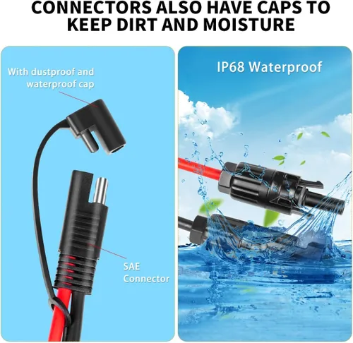 Miniatura 4 de Ansoufien Conectores de panel solar a adaptador SAE, cable de extensión de panel solar de 5 pies, cable de 10 AWG con adaptador de polaridad SAE