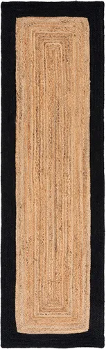 Miniatura 2 de SAFAVIEH Natural Fiber Collection NFB852Z - Alfombra de pasillo de 2 pies 3 pulgadas x 8 pies, natural y negro, hecha a mano de tejido plano