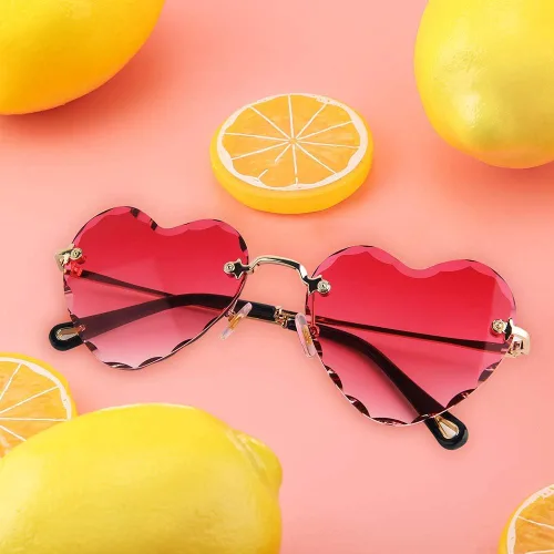 Miniatura 7 de Dollger Lentes de sol con forma de corazón, con marco de metal fino, sin marco, con forma de corazón, con protección UV400 para mujer