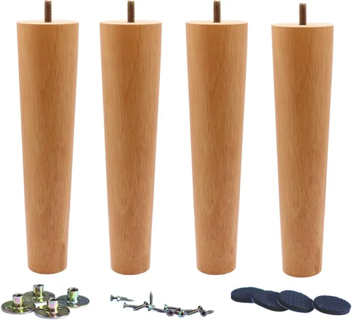 Miniatura 10 de WEICHUAN Patas de Madera Maciza Redondas de Repuesto para Sofá Sillón Silla Otomana Sofá de Dos Plazas Mesa de Café Gabinete Muebles