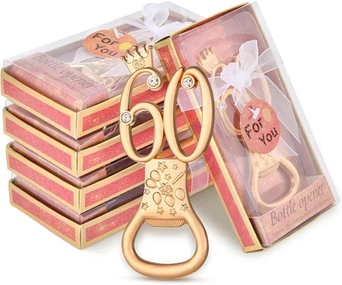 Miniatura 11 de Boao 50 unidades de abrebotellas de cumpleaños, recuerdos de fiesta, recuerdos de cumpleaños, aniversario de boda para invitados, abridor de Dorado