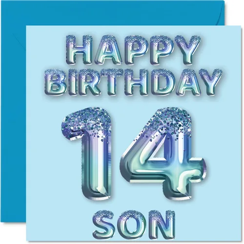 Miniatura 215 de Stuff4 Tarjeta de primer cumpleaños para niños, globo de fiesta con purpurina azul, tarjetas de feliz cumpleaños para niño de 1 año, nieto, hijo, 57