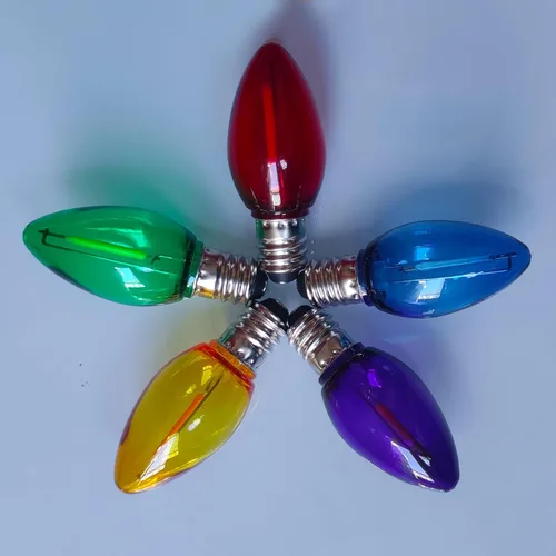 Miniatura 4 de Bombillas LED C7 para Navidad, paquete de 25 bombillas de repuesto multicolor, bombilla LED Edison C7 irrompible para luces navideñas, lámpara