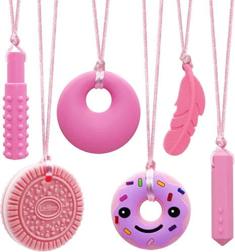 Miniatura 8 de Collares masticables para niños con necesidades sensoriales, collares masticables de silicona para niños y niñas con autismo, TDAH, SPD, Verde