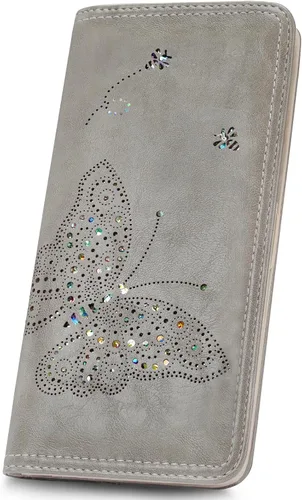 Miniatura 14 de KITEVIUN Cartera RFID para Mujeres Ultra Delgada Fina Cartera de Mujer Compacta Clutch Cartera Larga para Damas, 01-Blanco, Moderno
