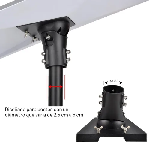 Miniatura 2 de Adaptador de tubo PowGrow para Starlink Gen 3, adaptador ajustable de montaje en poste para plato estándar Starlink V3, aleación de aluminio, negro