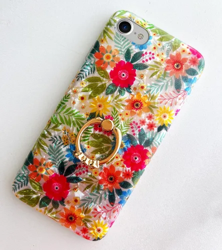 Miniatura 8 de Qokey Funda con flores para iPhone SE 3ª y 2ª generación, para fundas iPhone 7/8 de 4.7 pulgadas, carcasa transparente con patrón floral de cristal