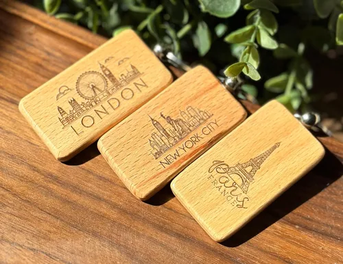 Miniatura 4 de Amarillo Texas - Llavero de madera de recuerdo de 2.5 x 1 pulgada, diseño retro 3D