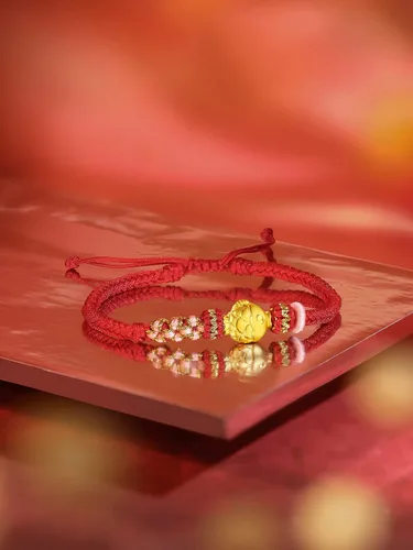 Miniatura 3 de 24K Solid Gold Bracelet Luck Fish Real Gold Charm Bracelet Adjustable Jewelry Braided Bracelet for Women Teens Girls