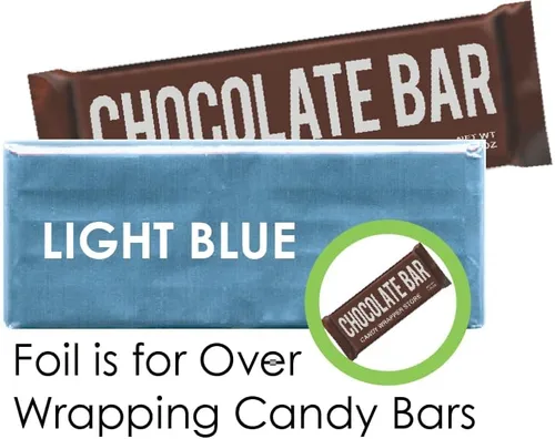 Miniatura 4 de Hojas de papel de aluminio para envolver barras de chocolate, color azul claro, 40 hojas