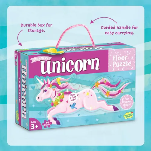 Miniatura 6 de Peaceable Kingdom Rompecabezas de unicornio brillante para el piso, 1 EA