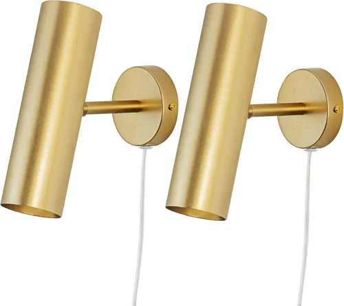 Miniatura 11 de Juego de 2 apliques de pared modernos con brazo oscilante para enchufar, luces de pared negras giratorias con cable de encendido/apagado