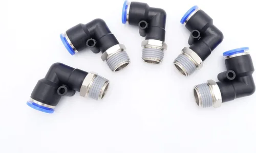 Miniatura 22 de Empuje para conectar conexión de tubo de 1/4" OD x 1/8" rosca NPT macho, codo neumático macho de aire línea de agua de aire de 90 grados codo