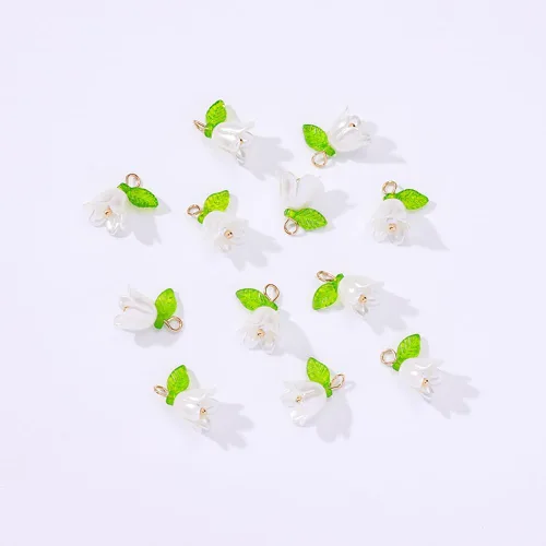 Miniatura 2 de 30 dijes de flores multicolor de lirio del valle para hacer joyas