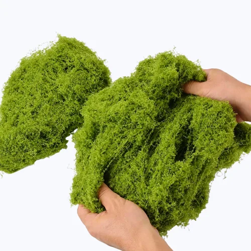 Miniatura 2 de Caiyjhao Musgo de simulación verde, hierba falsa filiforme del bosque, se utiliza para hacer paisaje, pared, Pascua, decoración de plantas verdes