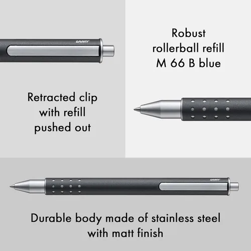 Miniatura 3 de Lamy swift antracita - modesto bolígrafo de punta rodante con una experiencia de escritura suave - robusta carcasa metálica y recarga de bolígrafo