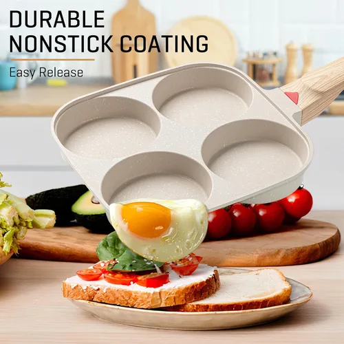 Miniatura 8 de MyLifeUNIT Sartén para huevos de 4 tazas antiadherente, sartén para huevos fritos para desayuno, panqueques, hamburguesas, sándwiches, adecuada
