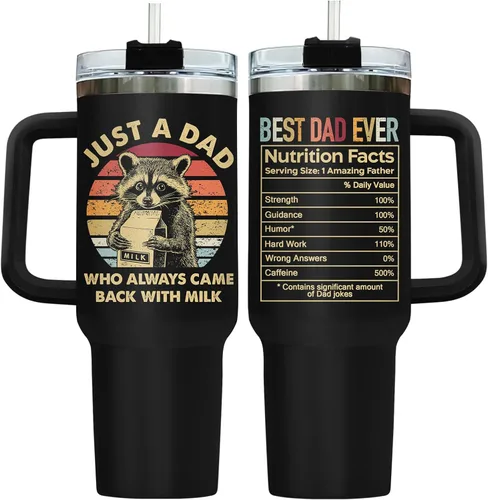 Miniatura 27 de 34HD Regalos de cumpleaños para el Día del Padre, de parte de su hija o hijo, taza de viaje aislada para 50 cumpleaños, clásico de 40 onzas con asa