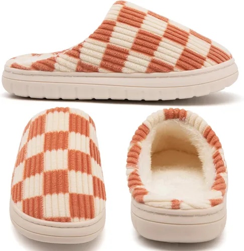 Miniatura 8 de Jaeynow Pantuflas mullidas para mujer en interiores, zapatos de casa unisex de espuma viscoelástica para hombre, zapatos de invierno cálidos