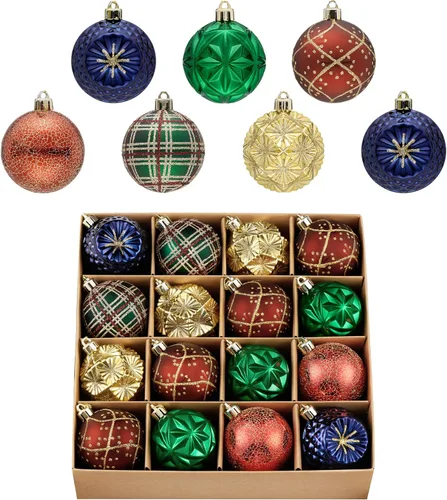 Miniatura 15 de Valery Madelyn Adornos para árboles de Navidad, 9 unidades, 2.36 pulgadas, negro y dorado, irrompibles, adornos de bola colgante de lujo
