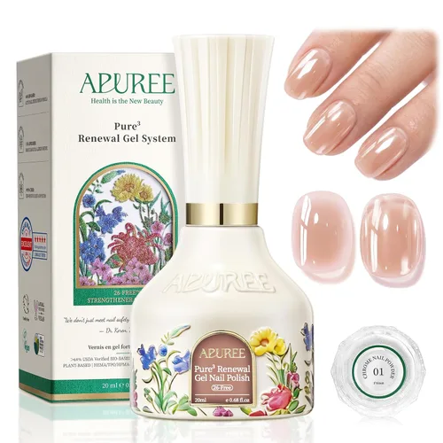 Miniatura 38 de APUREE Esmalte de uñas de gel fortalecedor: ámbar traslúcido Certificado USDA de base biológica Calidad de salón libre de HEMA Esmalte de gel