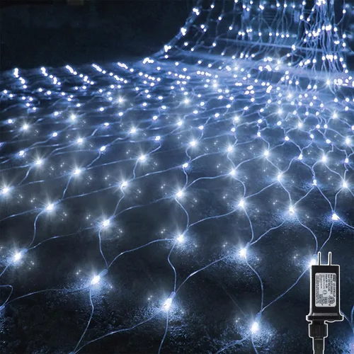 Miniatura 14 de Waterglide - Luces de red de San Valentín para exteriores, 12 x 5 pies, 360 luces LED de malla con 8 modos de iluminación, luces impermeables