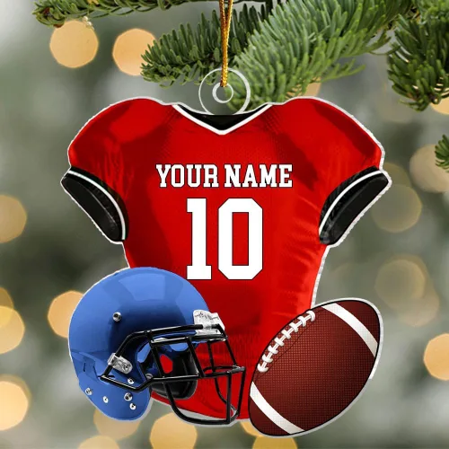 Miniatura 22 de Adorno de fútbol americano personalizado, nombre y número personalizados, adorno 2D de forma plana, regalo para jugadores de fútbol y amantes