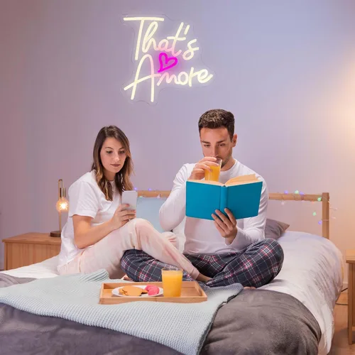 Miniatura 7 de Letrero de neón con texto en inglés "That's Amore", letrero de neón LED regulable para boda, telón de fondo de boda, letrero de neón USB